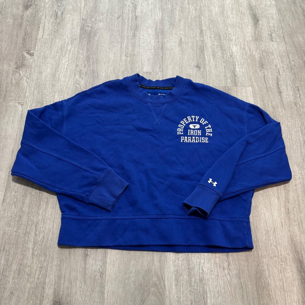 Under Armour Project Rock Iron Paradise crop Sweatshirt Blue Women Medium